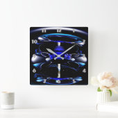 blue neon clock quadratische wanduhr (Zuhause)