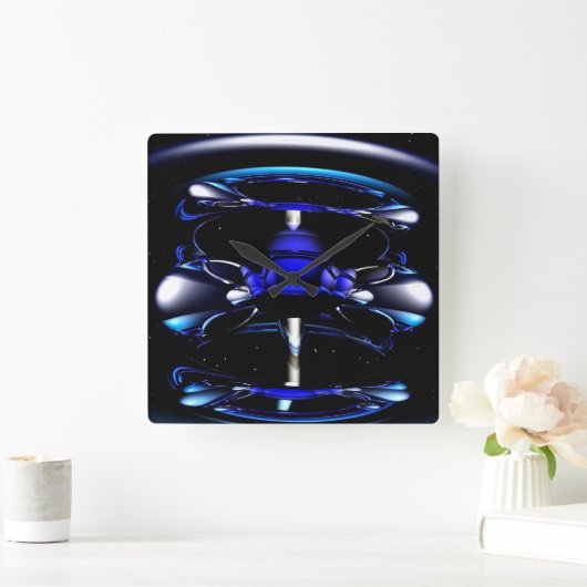 Blue Neon Clock Quadratische Wanduhr (Zuhause)