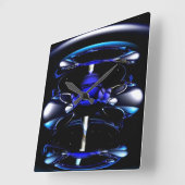 Blue Neon Clock Quadratische Wanduhr (Winkel)