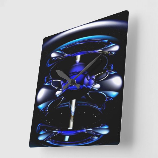 Blue Neon Clock Quadratische Wanduhr (Winkel)