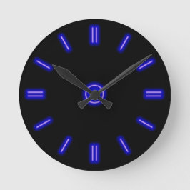 Blue Neon Clock Runde Wanduhr