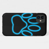 Blue Neon Dog Paw Print Case-Mate iPhone Hülle (Rückseite (Horizontal))