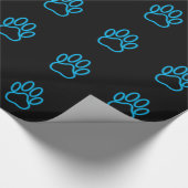 Blue Neon Dog Paw Print Geschenkpapier (Ecke)