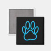 Blue Neon Dog Paw Print Magnet (Vorderseite/Rückseite)