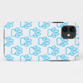 Blue Neon Dog Paw Print Pattern Case-Mate iPhone Hülle (Rückseite (Horizontal))