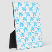 Blue Neon Dog Paw Print Pattern Fotoplatte (Seite)