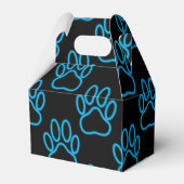 Blue Neon Dog Paw Print Pattern Geschenkschachtel (Vorderseite)