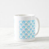 Blue Neon Dog Paw Print Pattern Kaffeetasse (VorderseiteRechts)