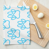 Blue Neon Dog Paw Print Pattern Küchentuch (Viertel Falte)