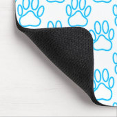 Blue Neon Dog Paw Print Pattern Mousepad (Ecke)