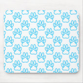 Blue Neon Dog Paw Print Pattern Mousepad (Vorne)