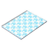 Blue Neon Dog Paw Print Pattern Notizblock (Linke Seite)