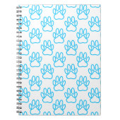 Blue Neon Dog Paw Print Pattern Notizblock (Vorderseite)