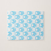 Blue Neon Dog Paw Print Pattern Puzzle (Horizontal)