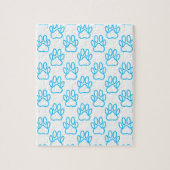 Blue Neon Dog Paw Print Pattern Puzzle (Vertikal)