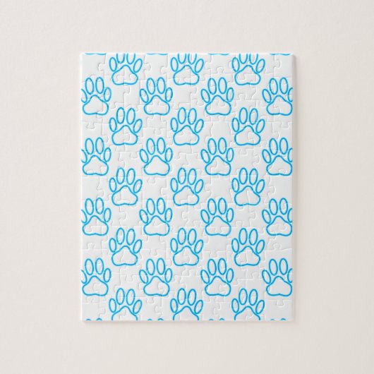 Blue Neon Dog Paw Print Pattern Puzzle (Vertikal)