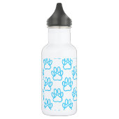 Blue Neon Dog Paw Print Pattern Trinkflasche (Links)