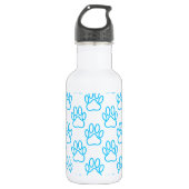 Blue Neon Dog Paw Print Pattern Trinkflasche (Vorderseite)