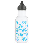 Blue Neon Dog Paw Print Pattern Trinkflasche (Links)
