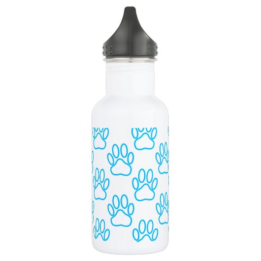 Blue Neon Dog Paw Print Pattern Trinkflasche (Links)
