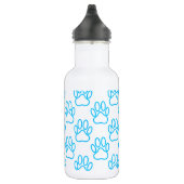 Blue Neon Dog Paw Print Pattern Trinkflasche (Rechts)