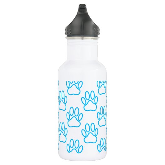 Blue Neon Dog Paw Print Pattern Trinkflasche (Rechts)
