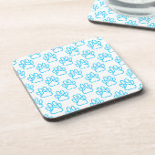 Blue Neon Dog Paw Print Pattern Untersetzer (Linke Seite)