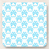 Blue Neon Dog Paw Print Pattern Untersetzer (Vorderseite)