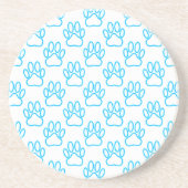 Blue Neon Dog Paw Print Pattern Untersetzer (Vorne)