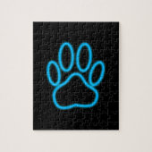 Blue Neon Dog Paw Print Puzzle (Vertikal)