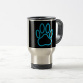Blue Neon Dog Paw Print Reisebecher (VorderseiteRechts)