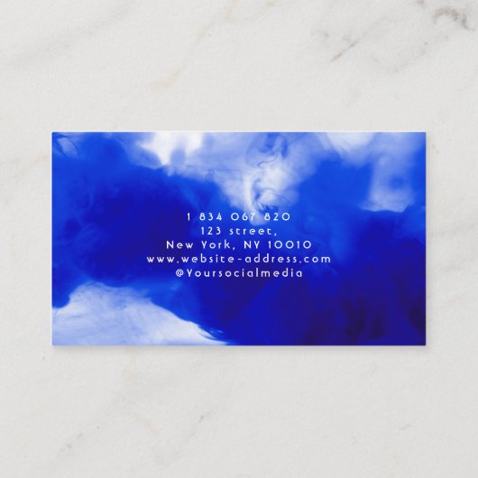 Blue Neon Fotografy Script Visitenkarte (Rückseite)