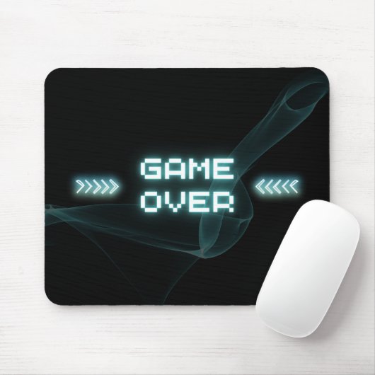 Blue Neon Game Over Mousepad (Mit Mouse)