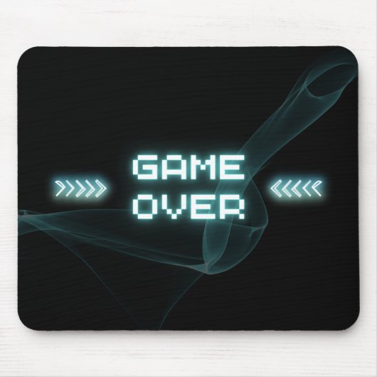 Blue Neon Game Over Mousepad (Vorne)