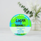 Blue Neon Glow Soccer Ball Geburtstag, Fußball-Par Einladung (Stehend Vorderseite)