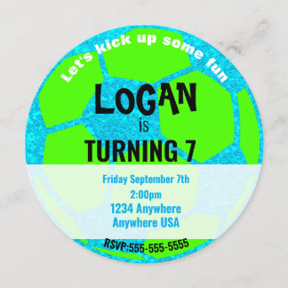 Blue Neon Glow Soccer Ball Geburtstag, Fußball-Par Einladung