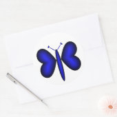 Blue Neon Hearts Butterfly Runder Aufkleber (Umschlag)