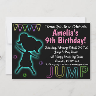 Blue Neon Jump Einladung zum Geburtstag