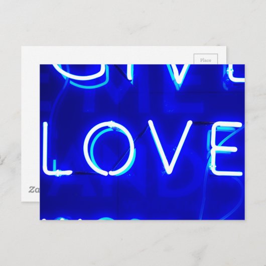 Blue Neon Liebe SIgn Postkarte (Vorne/Hinten)
