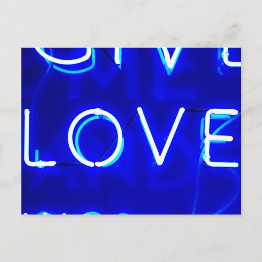 Blue Neon Liebe SIgn Postkarte (Vorderseite)
