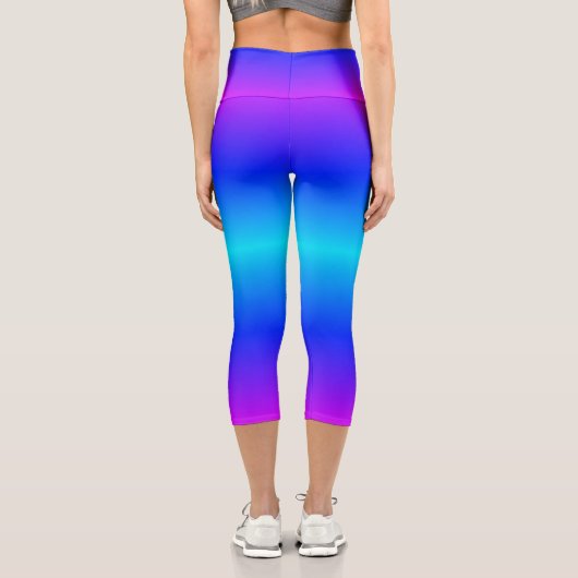 Blue Neon Light High Waisted Capri Legging (Rückseite)
