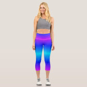 Blue Neon Light High Waisted Capri Legging (Vorderseite)
