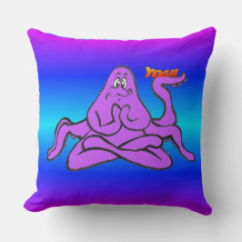 Blue Neon Light Yoga Octopus Namaste Throw Kissen