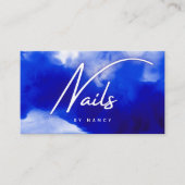 Blue Neon Nail Salon Script Visitenkarte (Vorderseite)