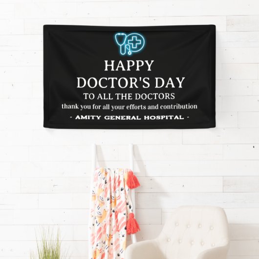 Blue Neon National oder International Doctor Day Banner (Insitu)