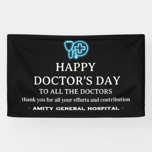Blue Neon National oder International Doctor Day Banner (Horizontal)