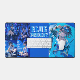 Blue Neon Prodigy Tokyo Cyberpunk Anime Large Schreibtischunterlage