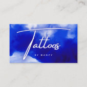 Blue Neon Tattoos Script Visitenkarte (Vorderseite)