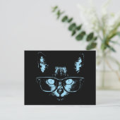 Blue Nerd Cat Postkarte (Stehend Vorderseite)