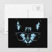 Blue Nerd Cat Postkarte (Vorne/Hinten)